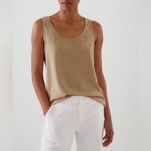 Eileen Fisher Beige Scoop Neck Tank Top Lyocell Blend Minimalist Size L